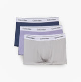 Calvin Klein TRUNK 3 Pack Mens Multicoloured front view of the three colorful trunks with logo waistbands.