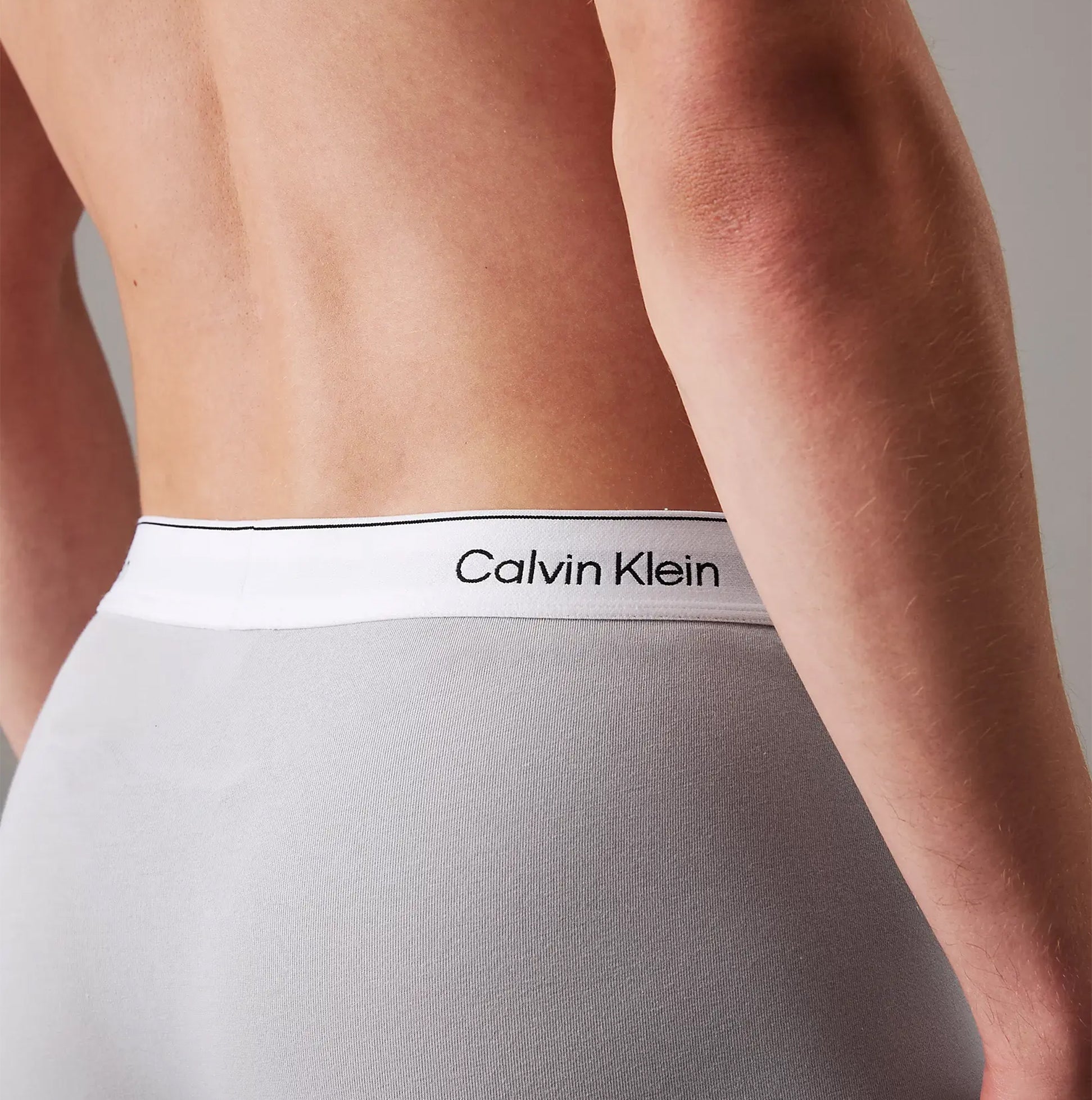 Calvin Klein TRUNK 3 Pack Mens Multicoloured rear view highlighting the logo waistband and soft fabric blend.