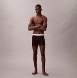 Calvin Klein BOXER BRIEF 3 Pack Mens Cotton Stretch Black front view on model, showcasing fit and style in black.
