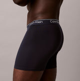 Calvin Klein BOXER BRIEF 3 Pack Mens Microfibre Stretch Multicoloured side view of boxer briefs with logo waistband.