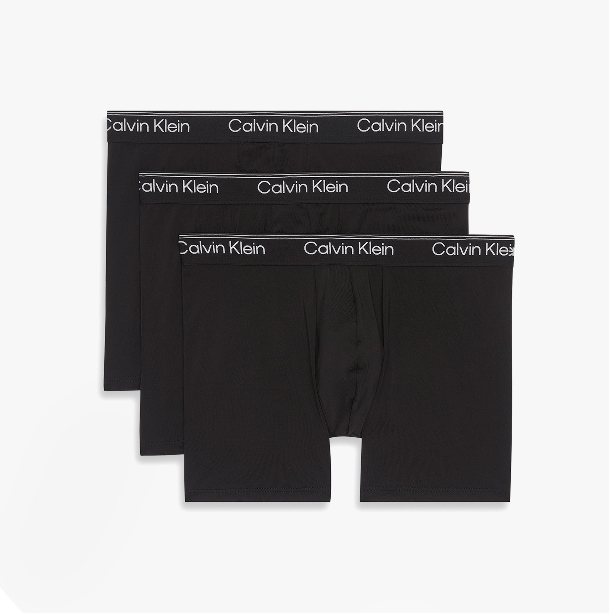 Calvin Klein BOXER BRIEF 3 Pack Mens Microfibre Stretch Black front view showing three pairs of black boxers.