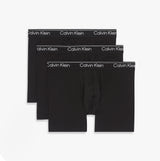 Calvin Klein BOXER BRIEF 3 Pack Mens Microfibre Stretch Black front view showing three pairs of black boxers.