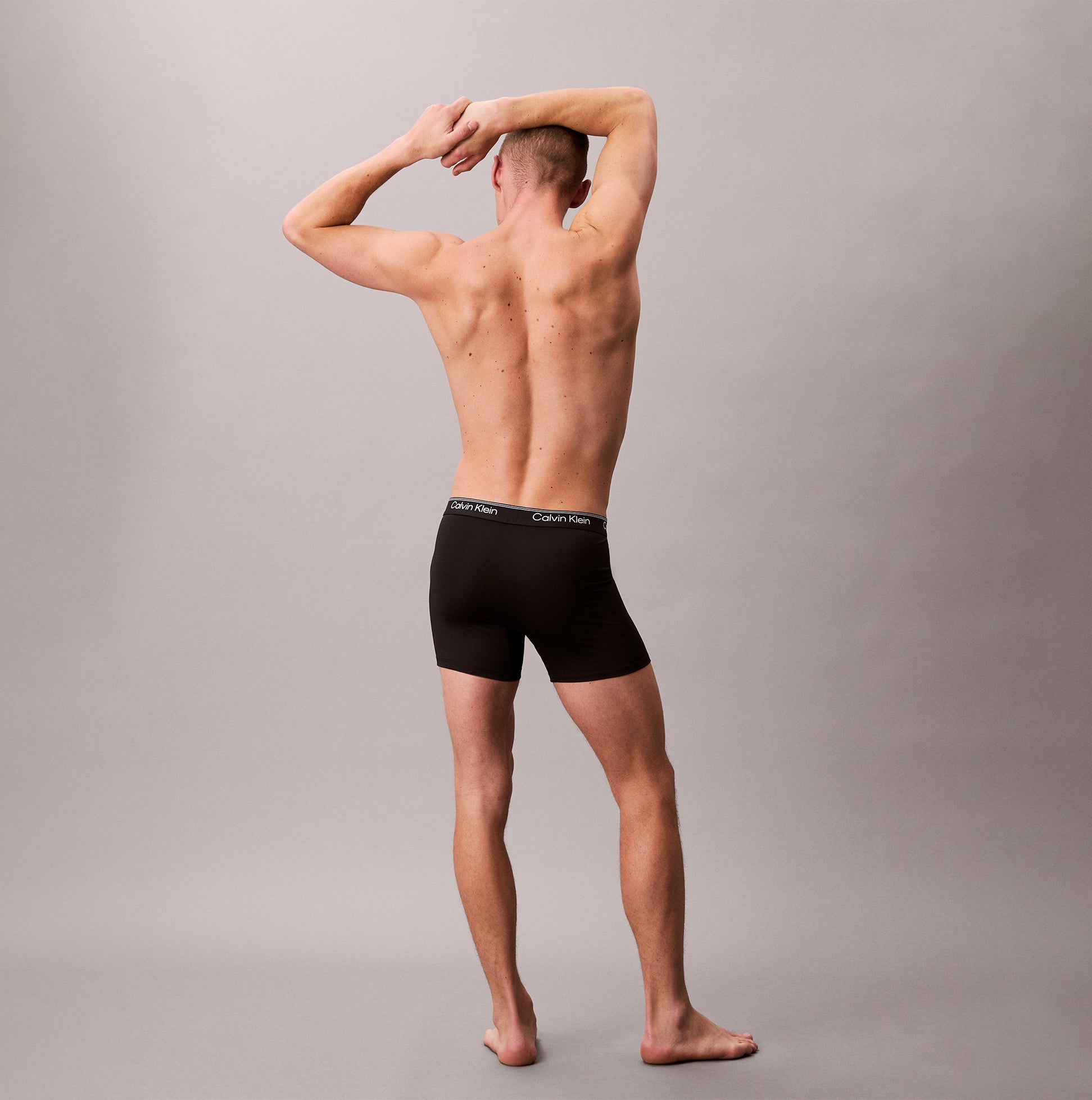 Calvin Klein BOXER BRIEF 3 Pack Mens Microfibre Stretch Black side view showing fit and design details.