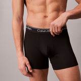 Calvin Klein BOXER BRIEF 3 Pack Mens Microfibre Stretch Black side view model wearing black boxer briefs.