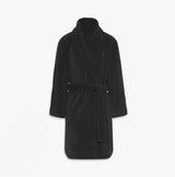 Calvin Klein COMFORT FRENCH TERRY Mens Bathrobes Black front view showcasing cozy long sleeve design.