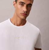 Calvin Klein SHORT Mens Pyjama Set Multicoloured front view showcasing lightweight cotton blend for comfort.
