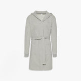 Calvin Klein HOODED ROBE Mens Bathrobes Grey Heather front view showing hood, belt, and pockets.
