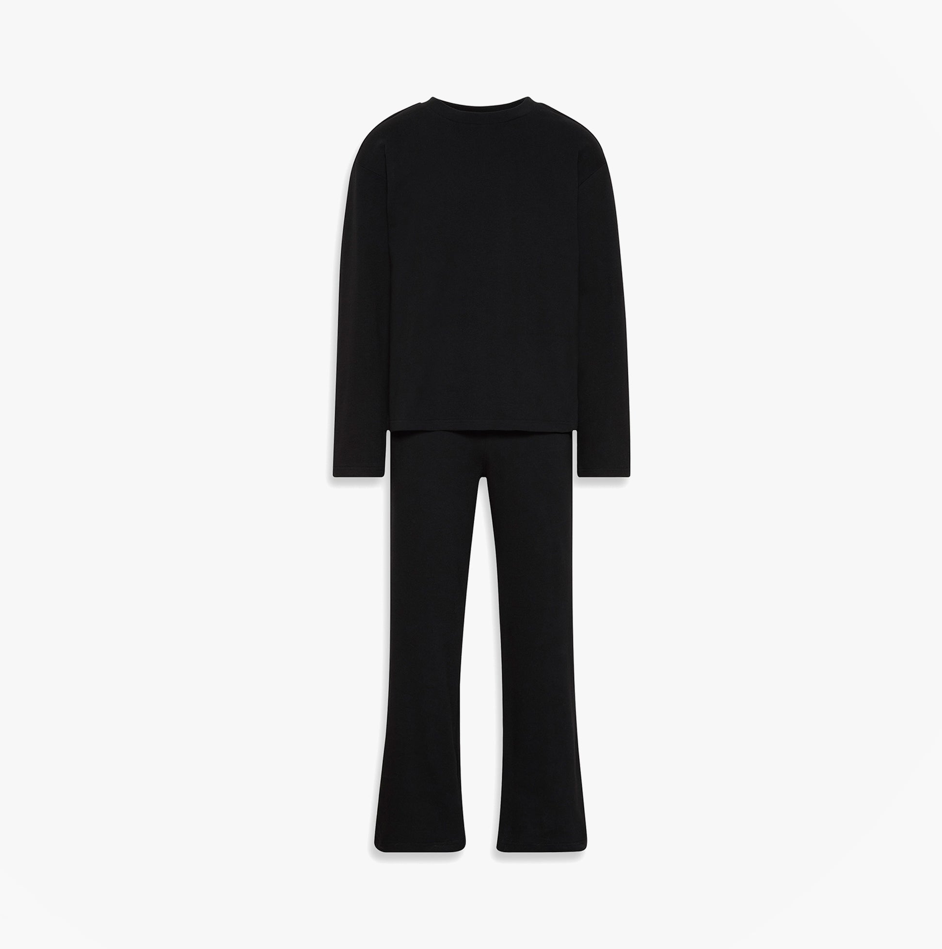 Calvin Klein LS TEE PANT SET Mens Black back view showcasing long-sleeve tee and flared pants.