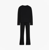 Calvin Klein LS TEE PANT SET Mens Black back view showcasing long-sleeve tee and flared pants.