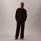 Calvin Klein LS TEE PANT SET Mens Black front view model wearing black outfit on plain background