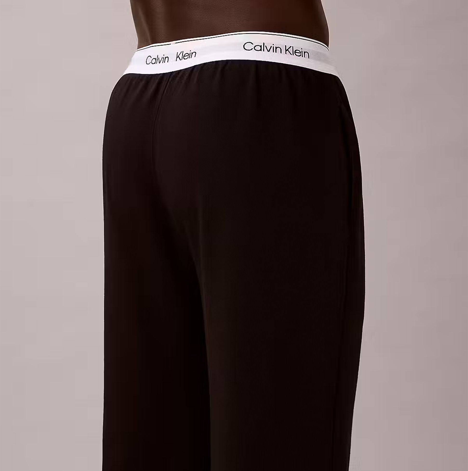 Calvin Klein LS TEE PANT SET Mens Black back view showing waistband detail and soft fabric.