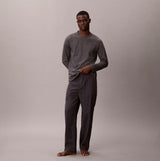 Calvin Klein LS TEE PANT SET Mens Multicoloured front view showcasing long-sleeve tee and striped pants.