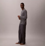 Calvin Klein LS TEE PANT SET Mens Multicoloured side view model wearing long sleeve tee and pants.