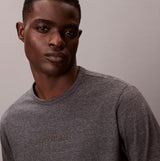 Calvin Klein LS TEE PANT SET Mens Multicoloured front view on model, showcasing cotton long sleeve tee style.