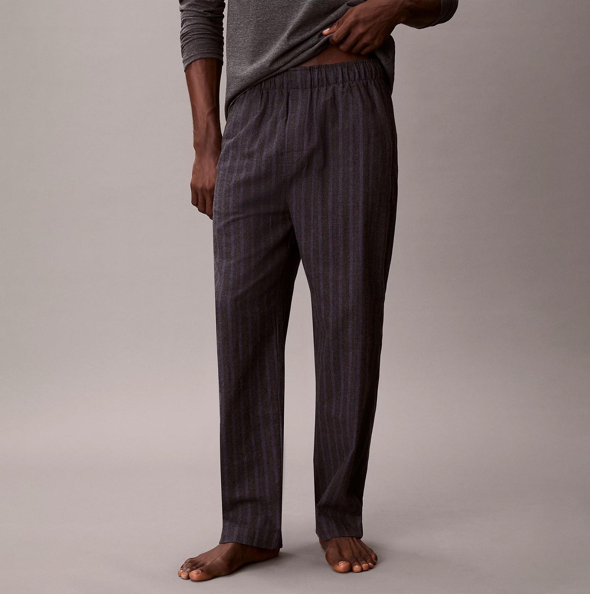 Calvin Klein LS TEE PANT SET Mens Multicoloured front view showing stylish striped pajama pants.