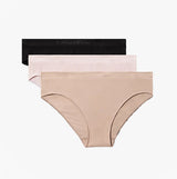 Calvin Klein BIKINI 3 PACK Womens Seamless Bikini Multicoloured front view showing black, pink, and beige seamless bikinis.