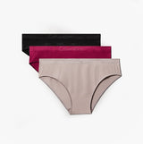 Calvin Klein BIKINI 3 PACK Womens Bikini Multicoloured front view showcasing three bikinis in black, burgundy, and nude.