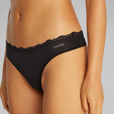 Calvin Klein MICRO STRETCH Womens Lace Thongs Black