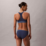 Calvin Klein Icon Cotton Modal Womens Unlined Bralette Denim, back view, showcasing soft cotton modal blend and elastic band.