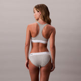 Calvin Klein Icon Cotton Modal Womens Unlined Bralette Grey back view showing comfortable fit and design.