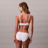 Calvin Klein Icon Cotton Modal Womens Bikini Brief White back view showing the soft fabric and waistband design.