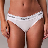 Calvin Klein Icon Cotton Modal Womens Bikini Brief White front view showcasing design and fit.