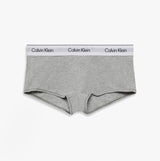 Calvin Klein Icon Cotton Modal Womens Boy Shorts Grey front view showcasing soft fabric and branded waistband.