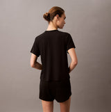 Calvin Klein ULTRA SOFT MODAL Womens Lounge T-Shirt Black back view, relaxed fit, short sleeves, crew neckline.