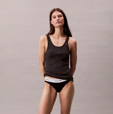 Calvin Klein SCOOP NECK COTTON TA Womens T-Shirts & Tank Tops Multicoloured front view of model wearing dark tank top.