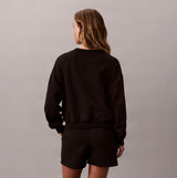 Calvin Klein Womens Long Sleeve Pyjama Top Black back view, featuring soft cotton blend material.