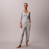 Calvin Klein JOGGER Womens Grey Heather front view showcasing comfortable fit and soft fabric.