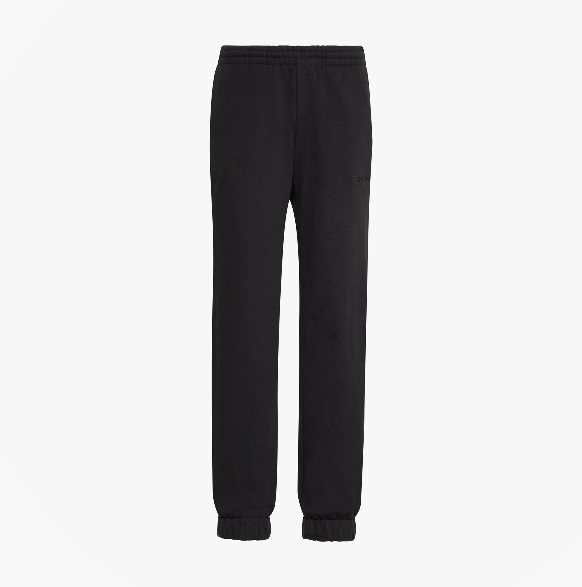 Calvin Klein JOGGER Womens Black front view, regular fit, black fabric with elastic cuffs, stylish and comfortable.