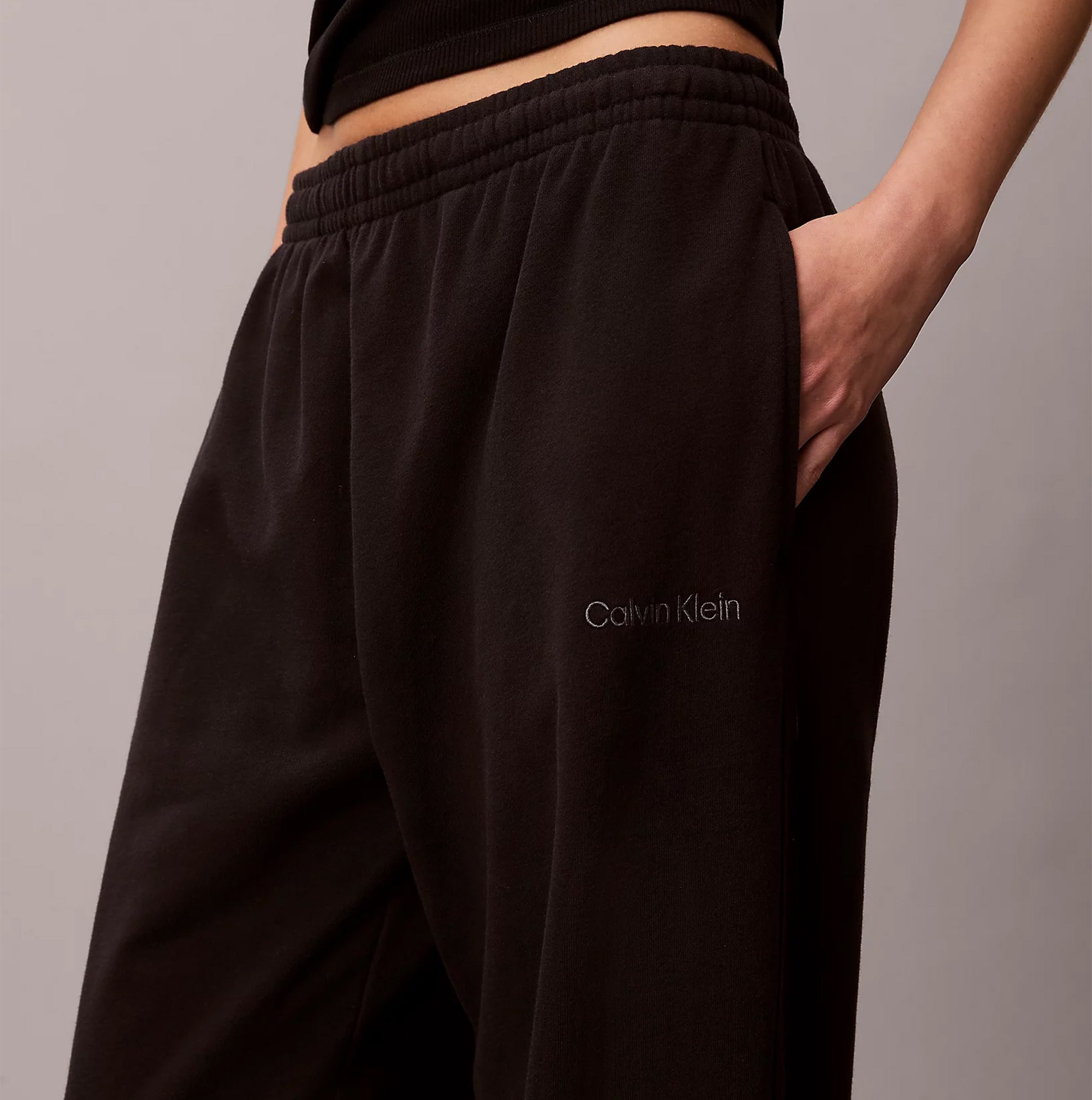 Calvin Klein JOGGER Womens Black side view showing fabric and pocket details.