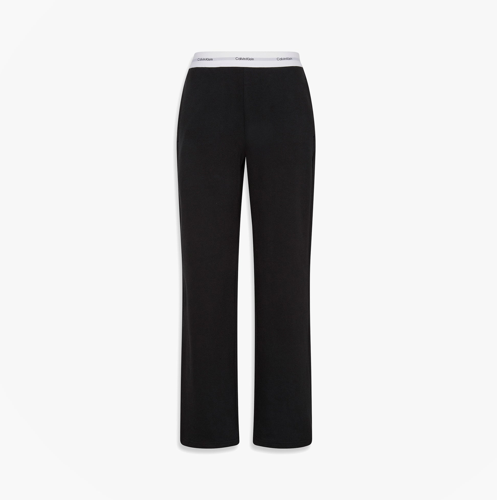 Calvin Klein LOGO JERSEY PANT Womens Black back view showcasing the cotton fabric and signature logo waistband.