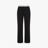 Calvin Klein LOGO JERSEY PANT Womens Black back view showcasing the cotton fabric and signature logo waistband.