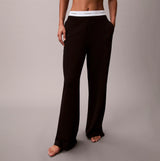 Calvin Klein LOGO JERSEY PANT Womens Black front view showcasing comfortable fit and design details.