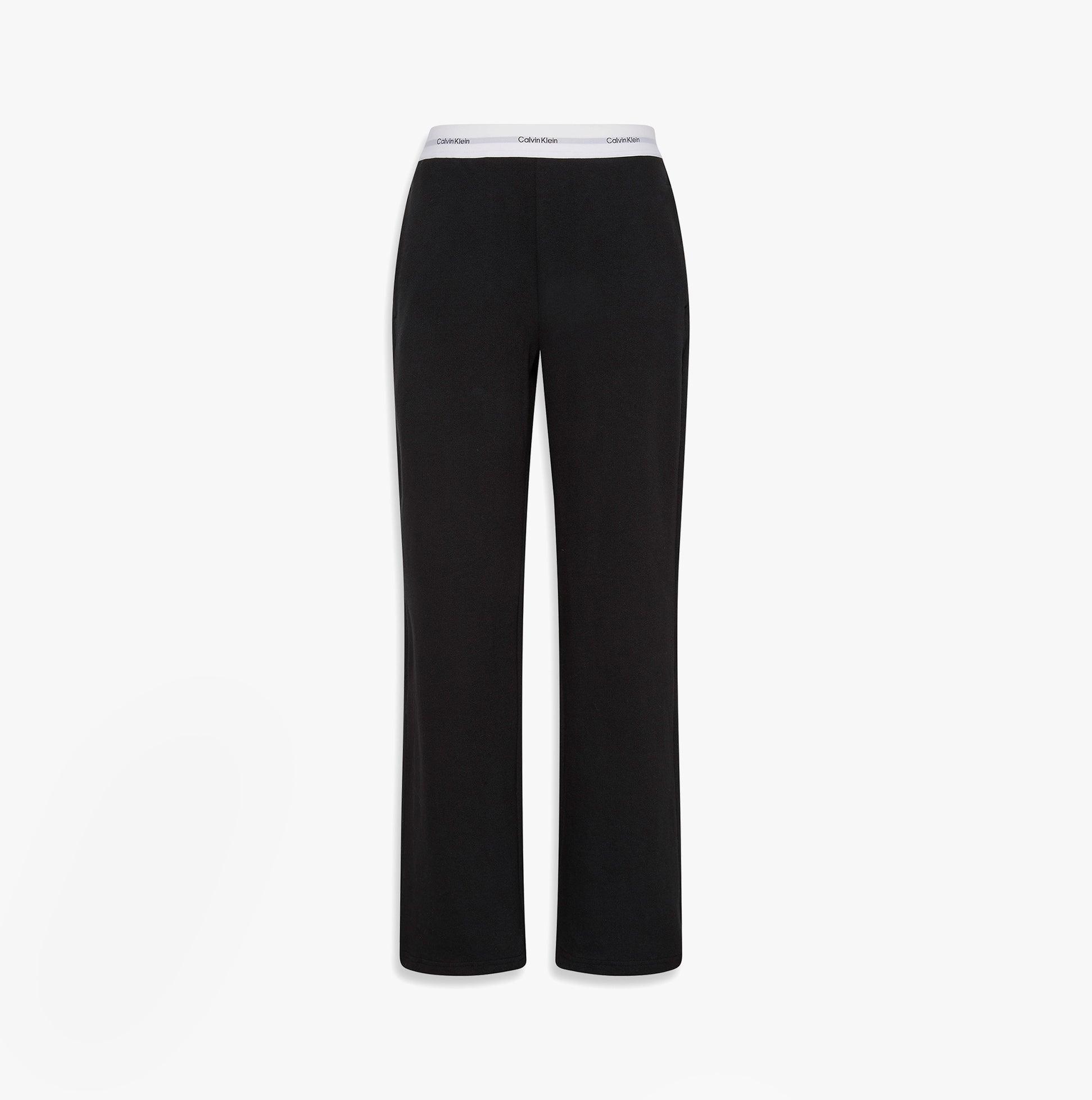 Calvin Klein LOGO JERSEY PANT Womens Black back view showcasing the stretchy waistband and sleek design.
