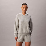 Calvin Klein PLUSH HOODIE. Womens Hoodies Grey Heather