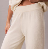 Calvin Klein PLUSH JOGGER. Womens Ivory. Detail view showcasing soft material and waistband design.