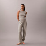 Calvin Klein PLUSH JOGGER. Womens Grey Heather, front view on model showcasing comfortable fit.
