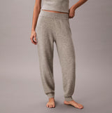 Calvin Klein PLUSH JOGGER. Womens Grey Heather, front view showcasing the soft material and relaxed fit.