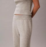 Calvin Klein PLUSH JOGGER. Womens Grey Heather side view showing soft fabric and comfortable fit.
