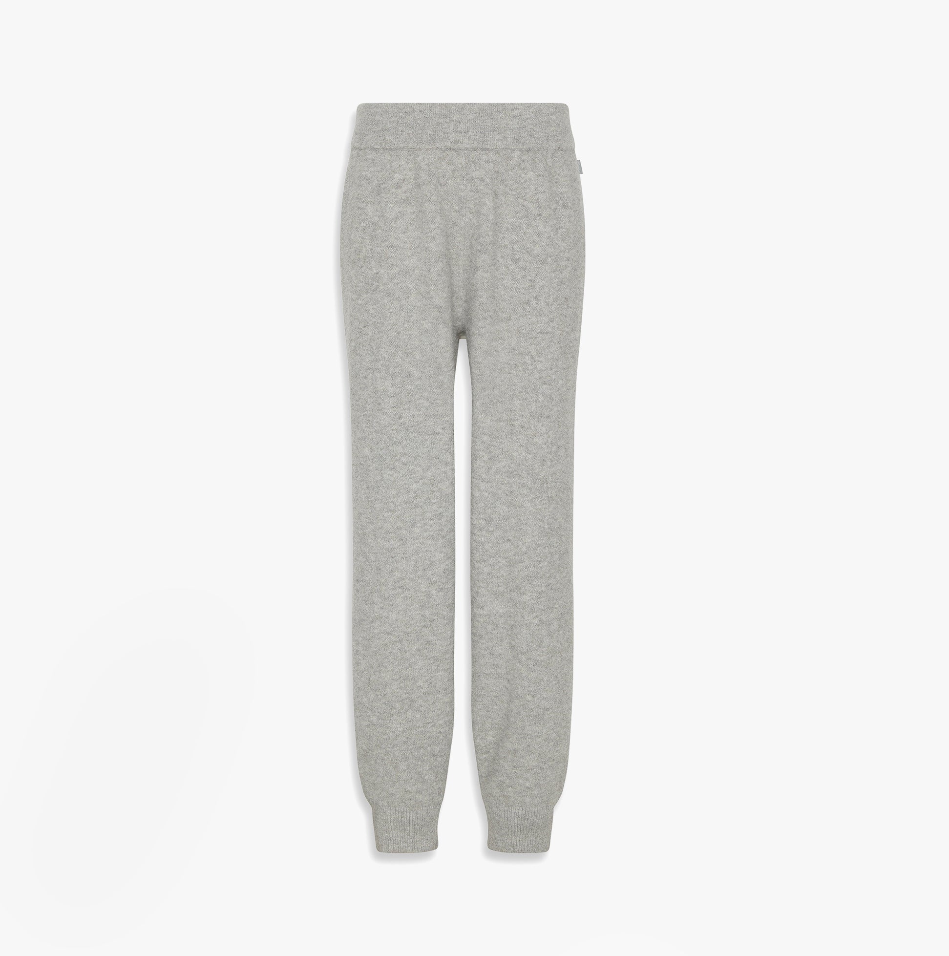 Calvin Klein PLUSH JOGGER. Womens Grey Heather front view of the joggers, showcasing the soft fabric and fit.