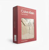 Calvin Klein SATIN AOP SET Womens Satin Shine front view in packaging, showcasing limited edition design and satin material.