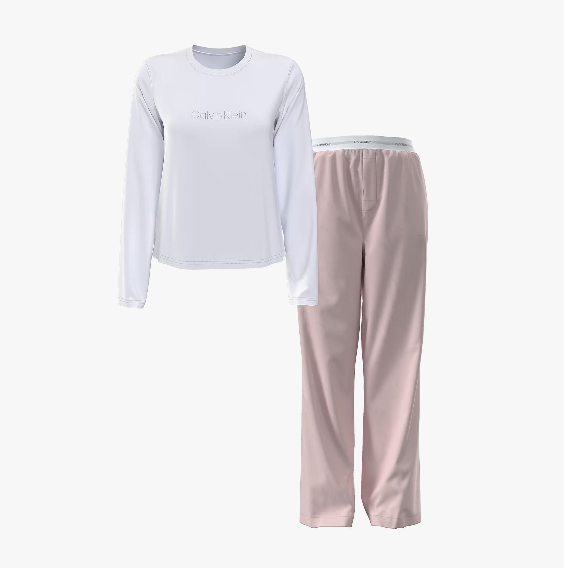 Calvin Klein LS PANT SET Womens White