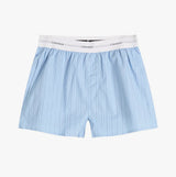 Calvin Klein Womens T-Shirt & Short Pyjama Set Blue front view, 100% cotton material, relaxed fit, light blue color.