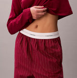 Calvin Klein LS TEE FLANNEL PANT Womens Pant Set Red detail view of waistband and top