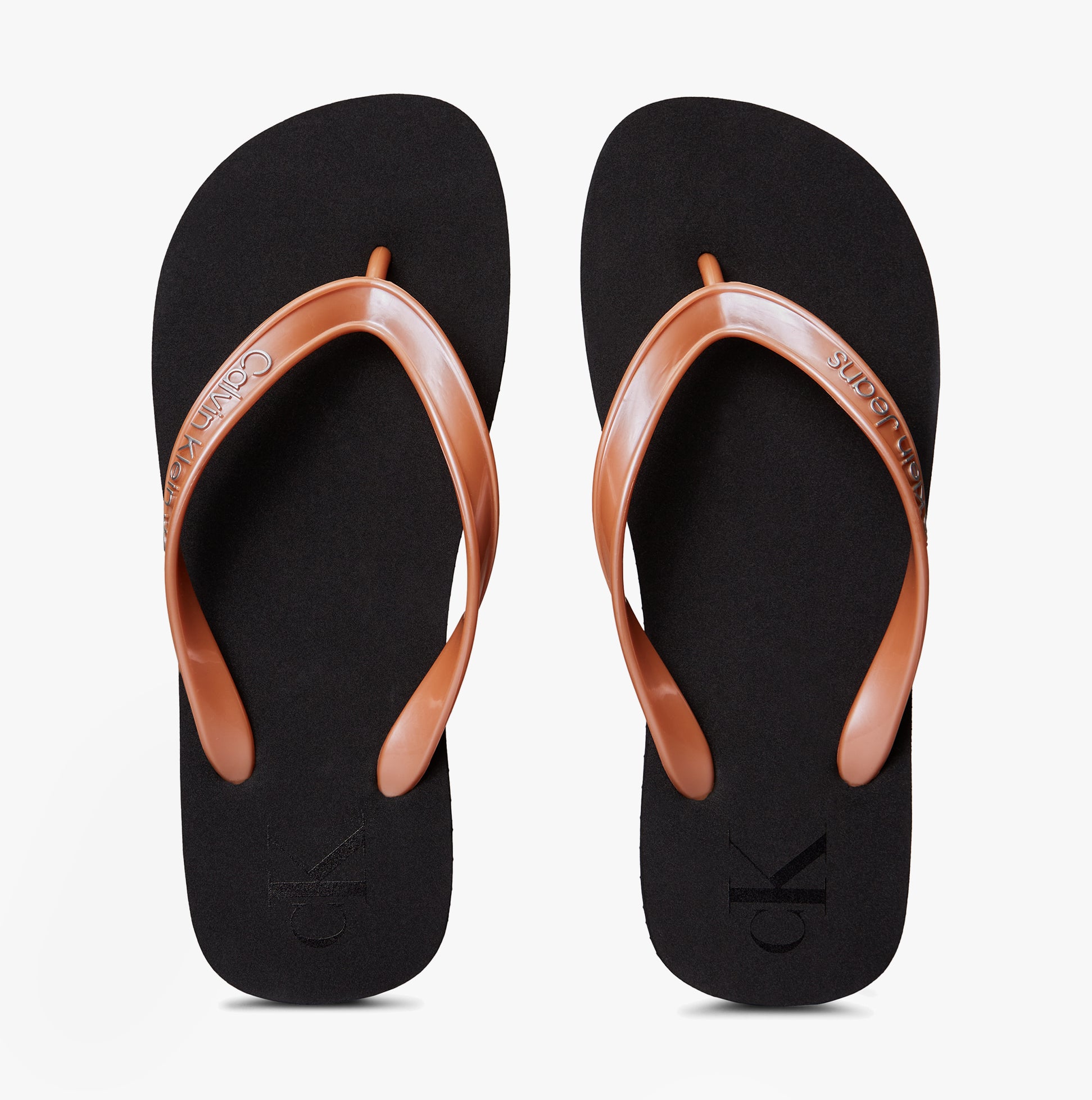 Calvin Klein BEACH SANDAL MONOLOGUE Womens Flip Flops Black/Dusty Coral