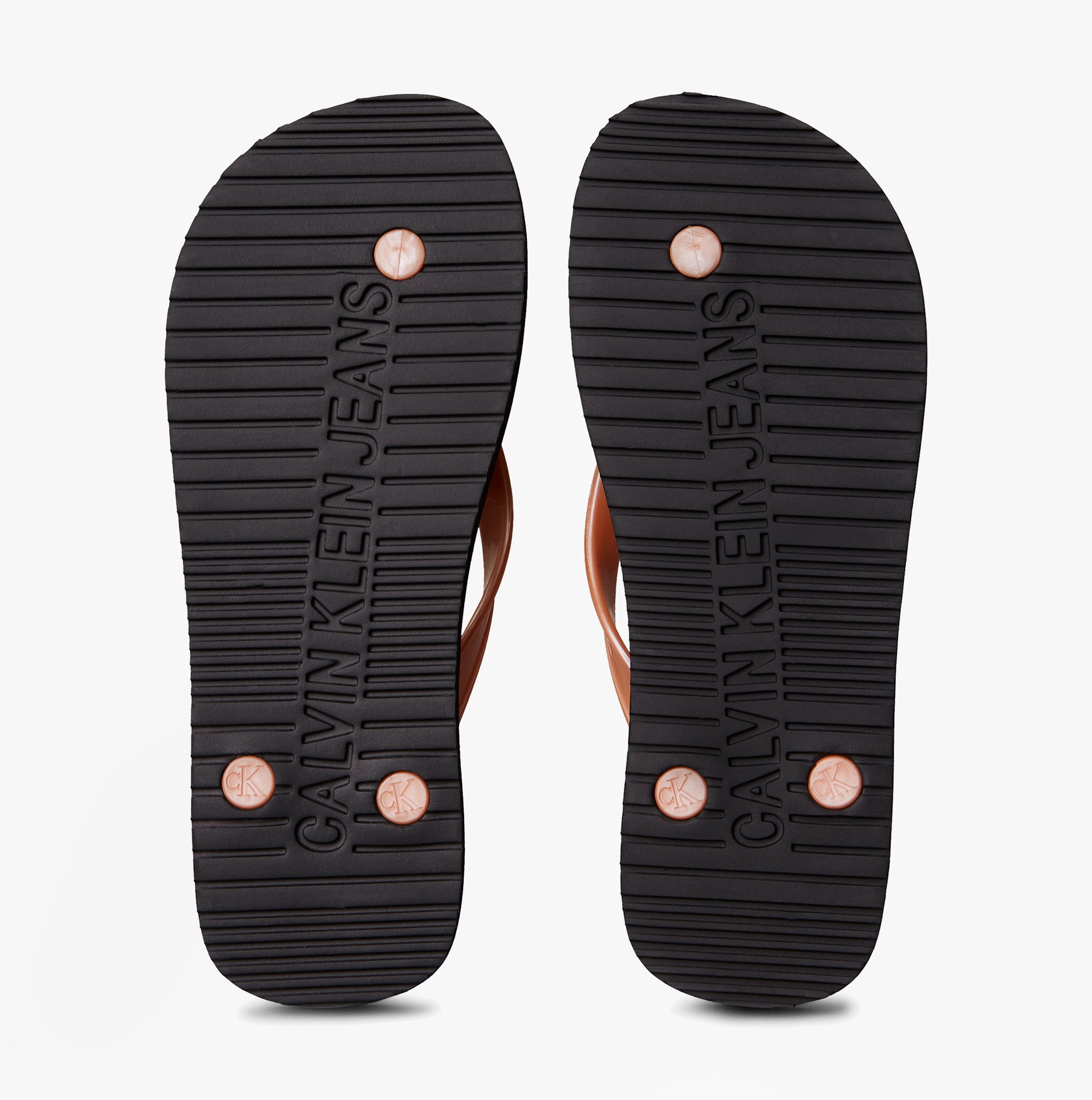 Calvin Klein BEACH SANDAL MONOLOGUE Womens Flip Flops Black/Dusty Coral