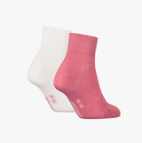 Calvin Klein 2 Pack Logo Trainer Womens Ankle Socks Pink side view showing pink and white design.
